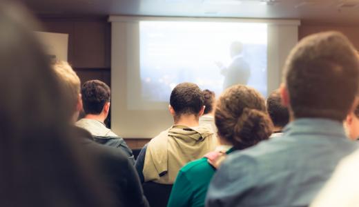 Classroom training with presentation screen